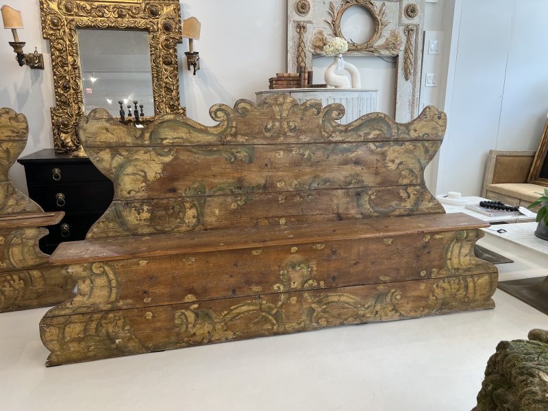18th Century Italian Baroque Polychrome Antique Hall Bench - Image 6