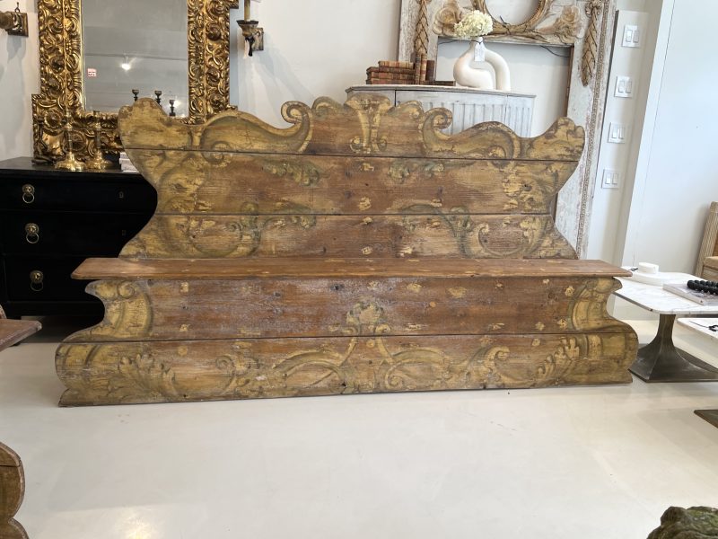 18th Century Italian Baroque Polychrome Antique Hall Bench - Image 5