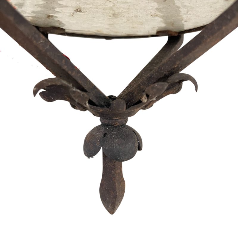 19th Century French Napoleon III Black Iron Antique Lantern with Fleur de Lis Detail - Image 4