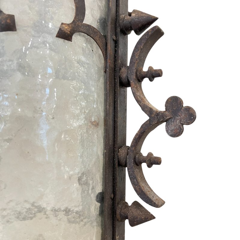 19th Century French Napoleon III Black Iron Antique Lantern with Fleur de Lis Detail - Image 5