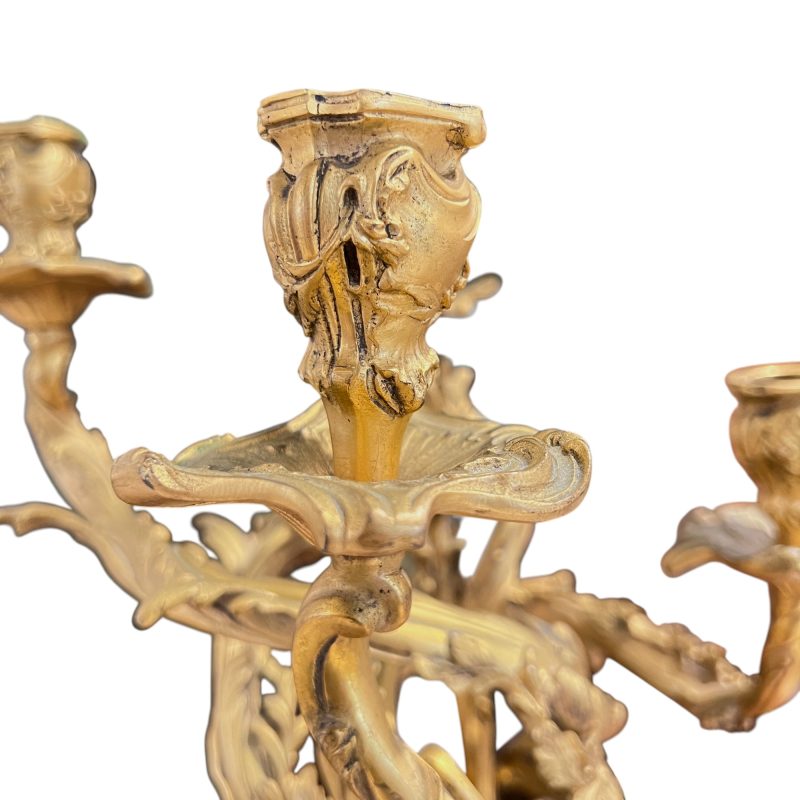 Antique French Rococo Gilded Bronze Pair of Candelabras - Image 8