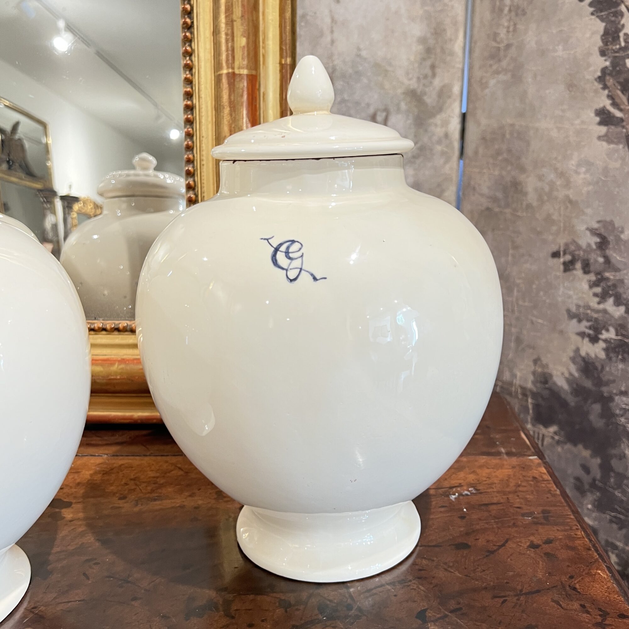 Antique Italian Set of 4 Jars w/Lids - Image 5