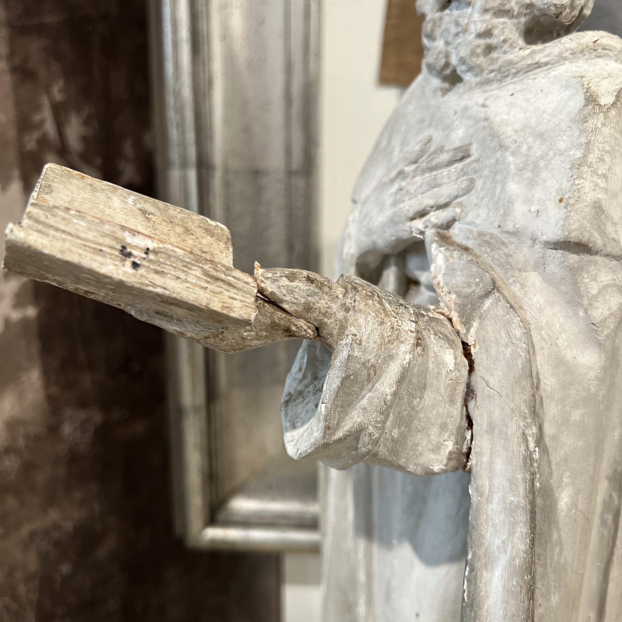 19th Century Italian Hand-Carved Wood Statue - Image 6