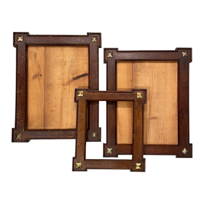 Antique French Directoire Walnut Frames with Brass - 3