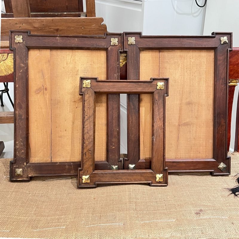 Antique French Directoire Walnut Frames with Brass - 3 - Image 8