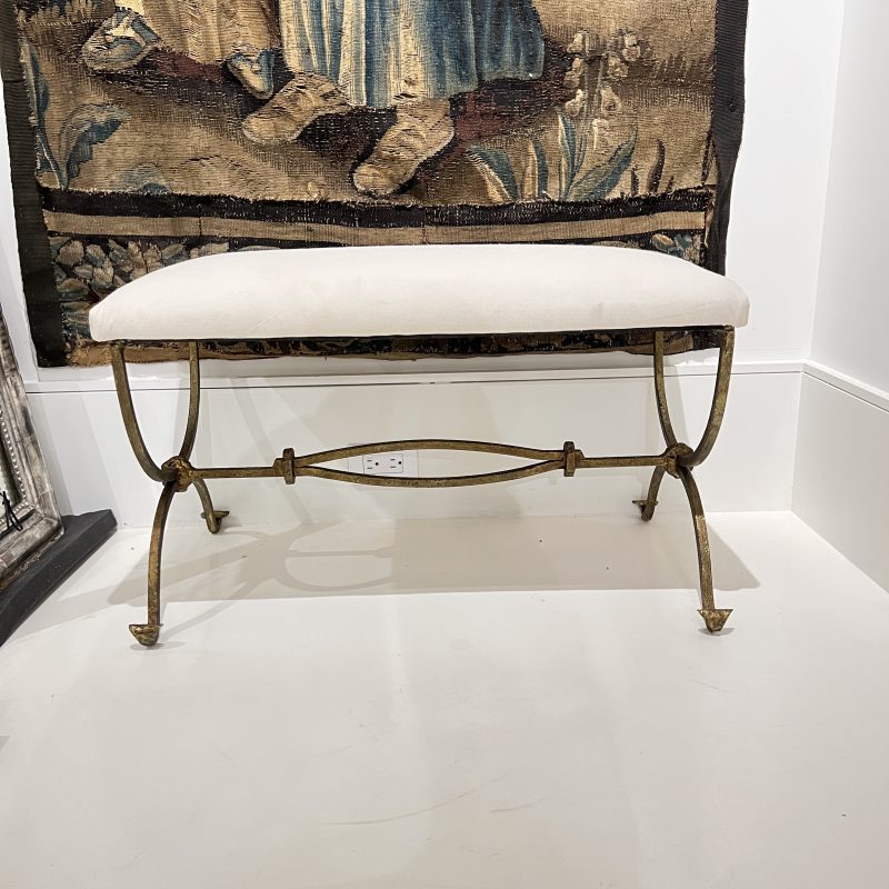 Vintage Spanish Gilded Iron Bench - Image 2