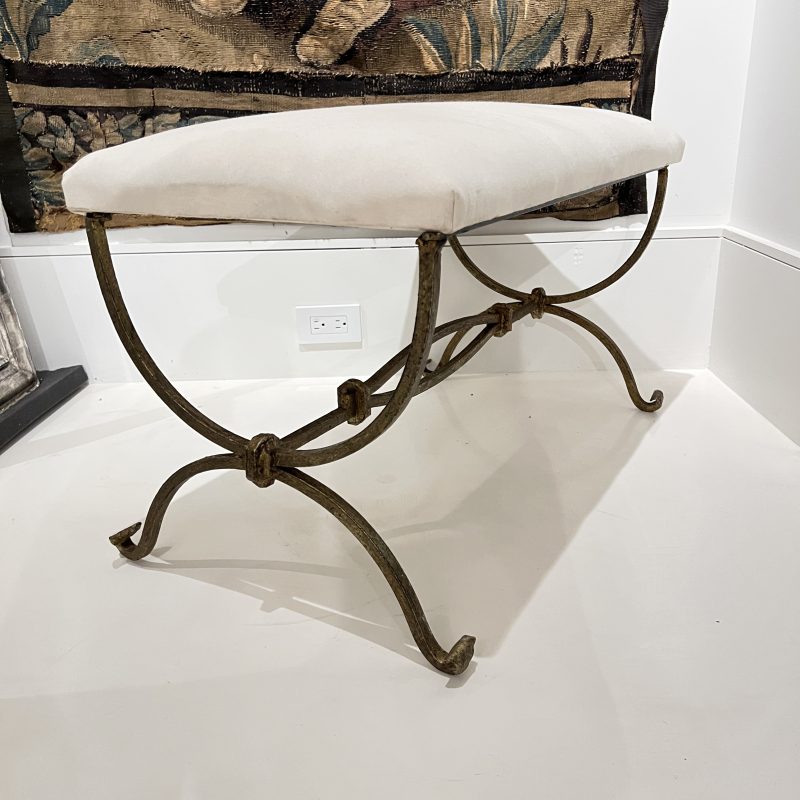 Vintage Spanish Gilded Iron Bench - Image 5