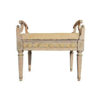 19th Century Swedish Gustavian Painted & Gilded Antique Bench