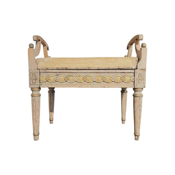 19th Century Swedish Gustavian Painted & Gilded Antique Bench