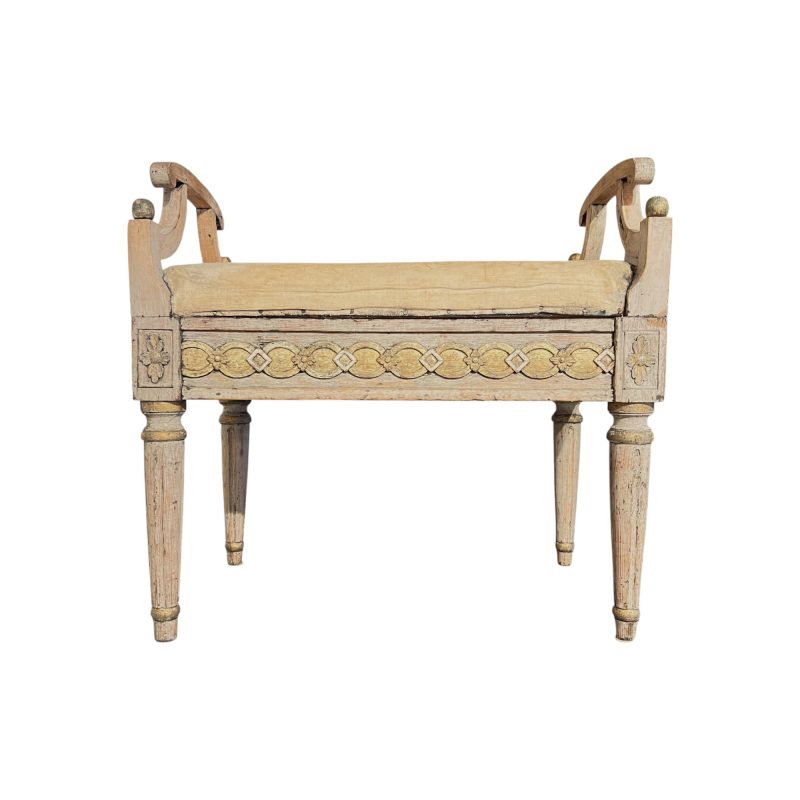 19th Century Swedish Gustavian Painted & Gilded Antique Bench