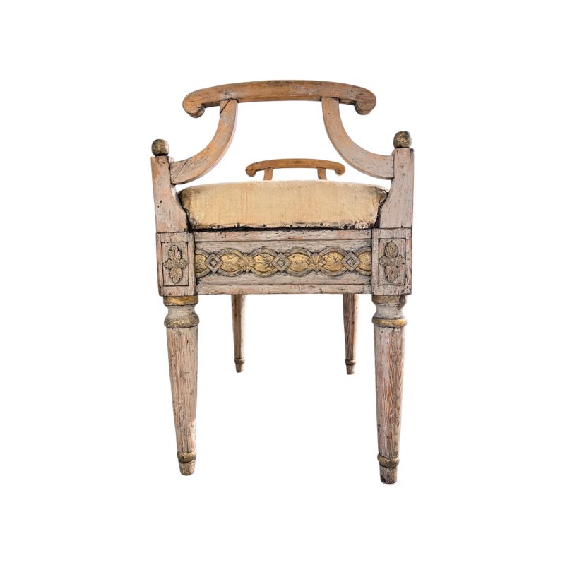 19th Century Swedish Gustavian Painted & Gilded Antique Bench - Image 2