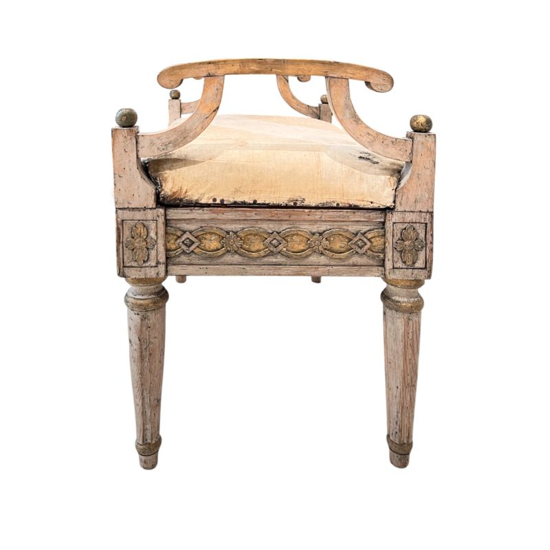 19th Century Swedish Gustavian Painted & Gilded Antique Bench - Image 4
