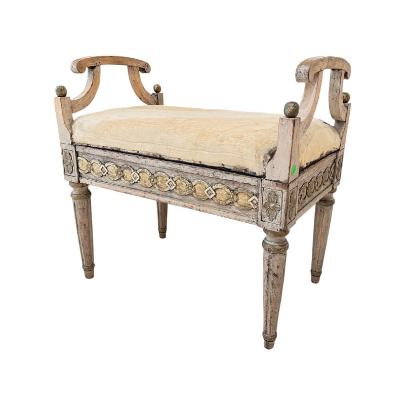 19th Century Swedish Gustavian Painted & Gilded Antique Bench - Image 3