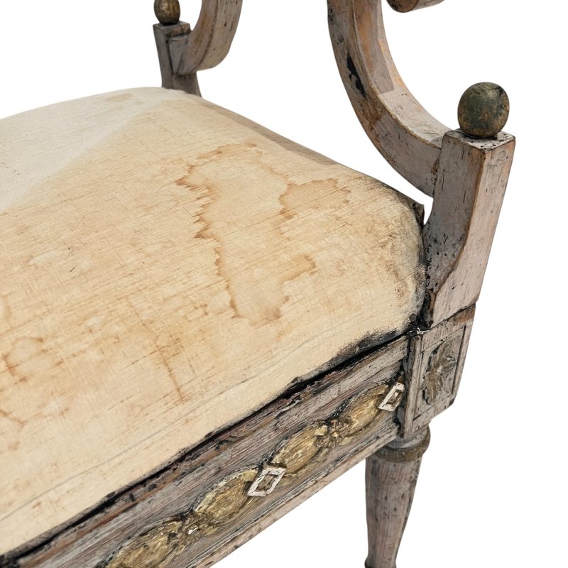 19th Century Swedish Gustavian Painted & Gilded Antique Bench - Image 5