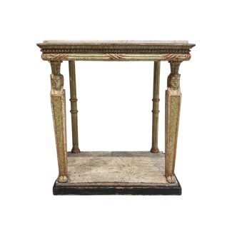 19 Swedish Gustavian Egyptian-style Antique Gilded Console Table with Marble Top - Attributed to Jonas Frisk