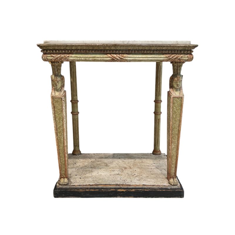 19 Swedish Gustavian Egyptian-style Antique Gilded Console Table with Marble Top - Attributed to Jonas Frisk