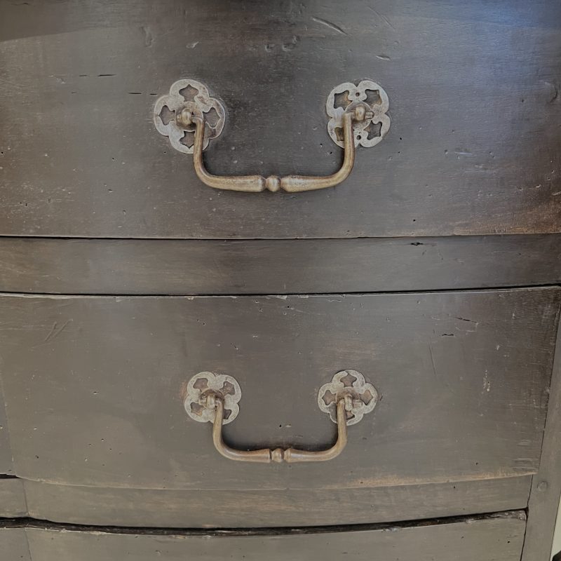 18th Century French Black Antique Chest w/Hoof Feet and Silver Hardware - Image 4