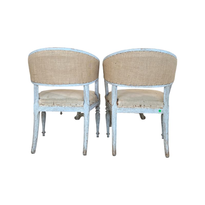 19th Century Swedish Gustavian Pair of Antique Barrel Back Chairs - Image 3