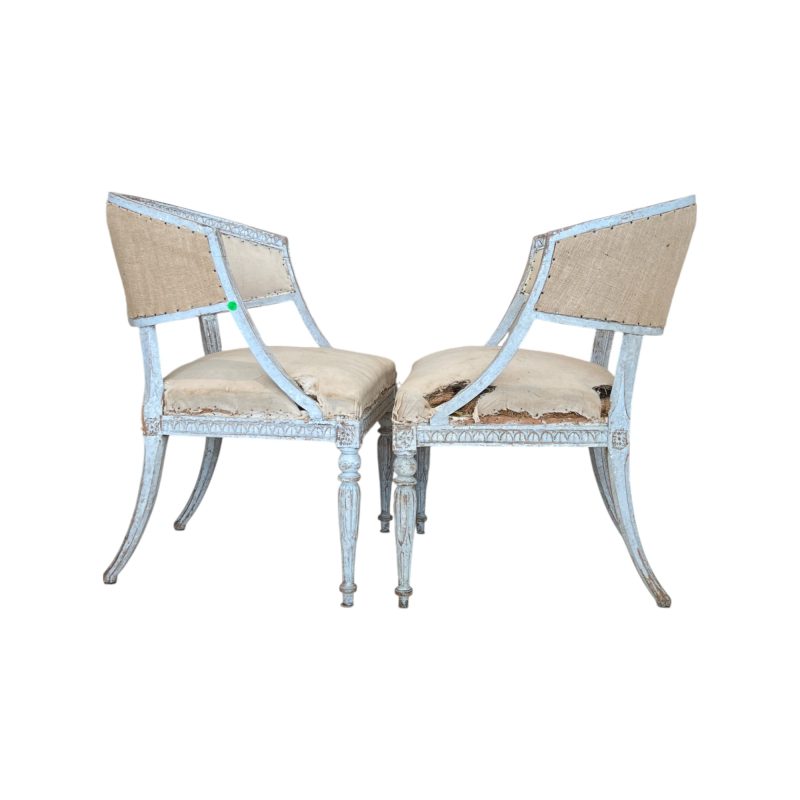 19th Century Swedish Gustavian Pair of Antique Barrel Back Chairs - Image 4