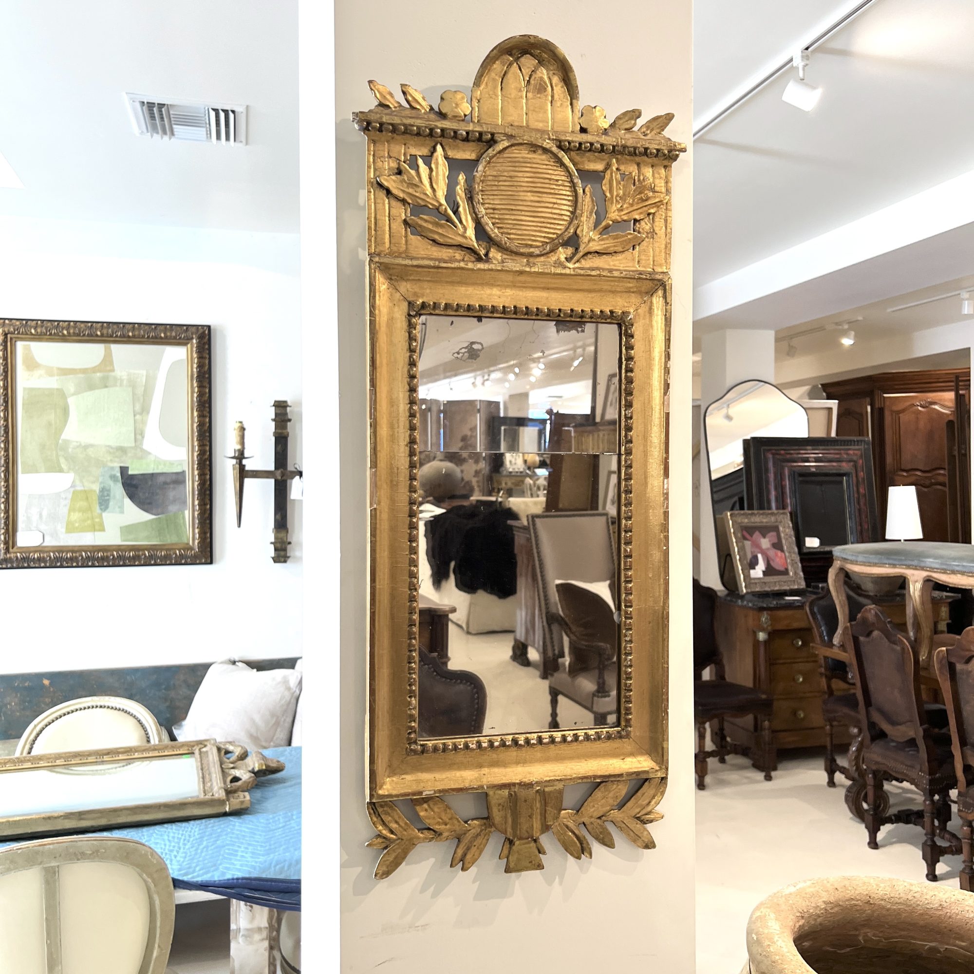 18th Century Swedish Gustavian Neoclassical Gilded Antique Mirror - Image 5
