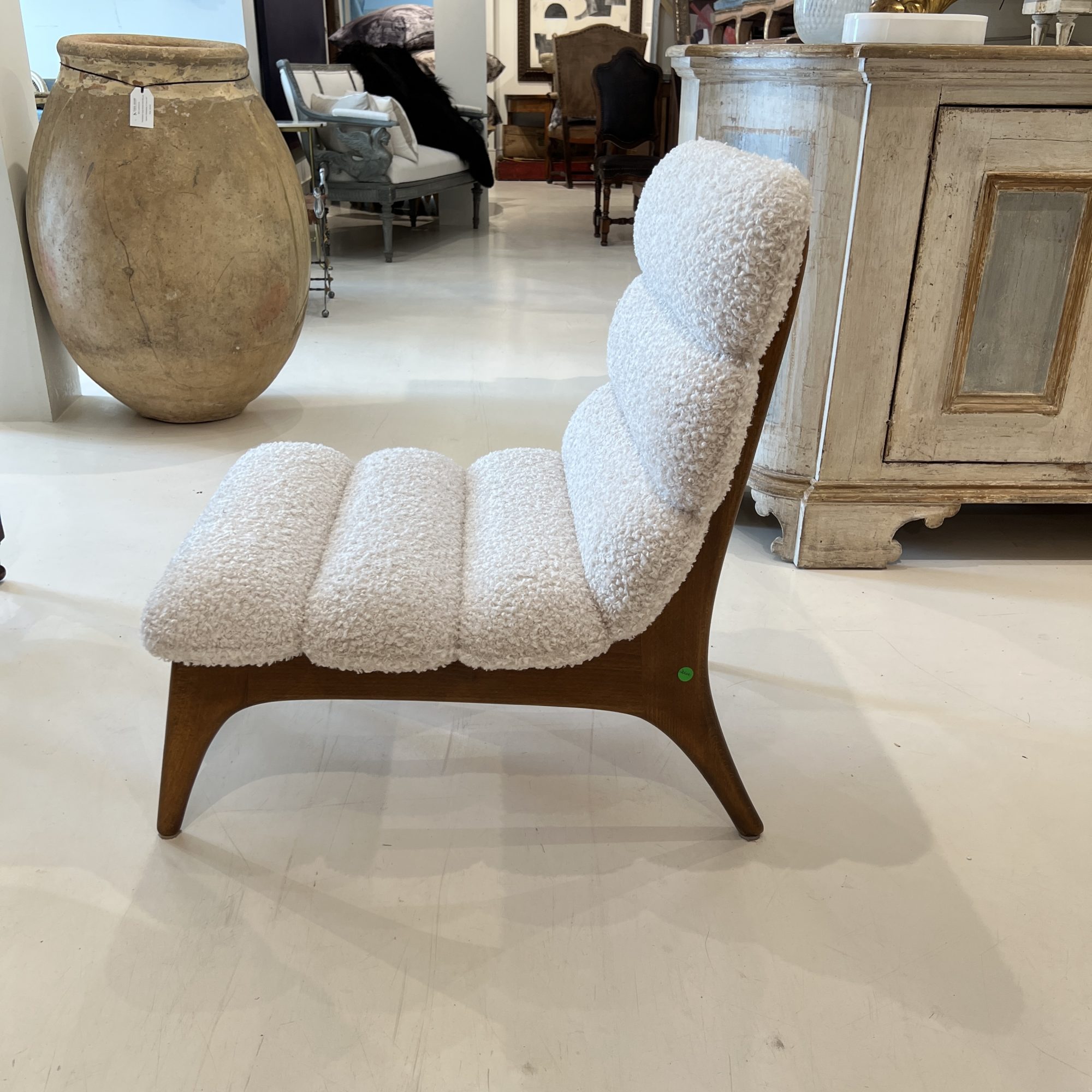 Mid-Century Italian Pair of Ash Chairs w/Boucle - Image 4