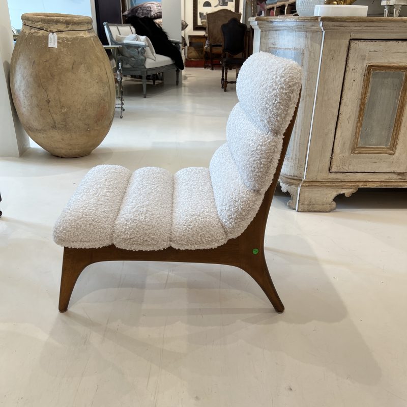 Mid-Century Italian Pair of Ash Chairs w/Boucle - Image 4