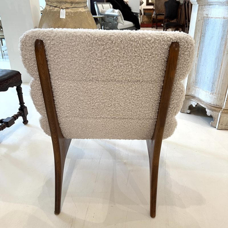 Mid-Century Italian Pair of Ash Chairs w/Boucle - Image 3