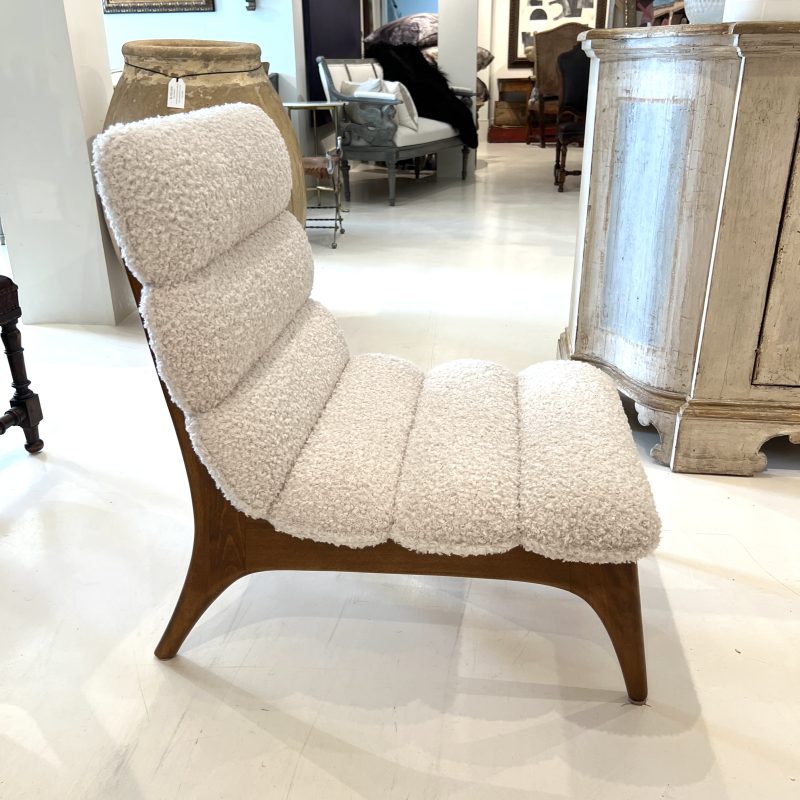 Mid-Century Italian Pair of Ash Chairs w/Boucle - Image 2