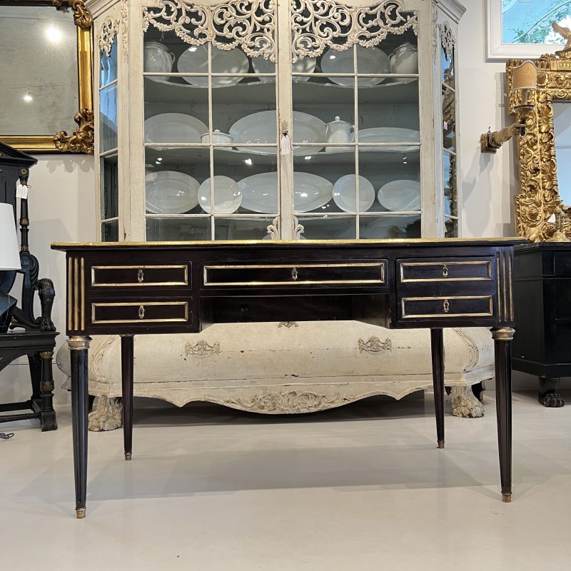 19th Century French Louis XVI Ebonized Antique Desk or Bureauplat - Image 9
