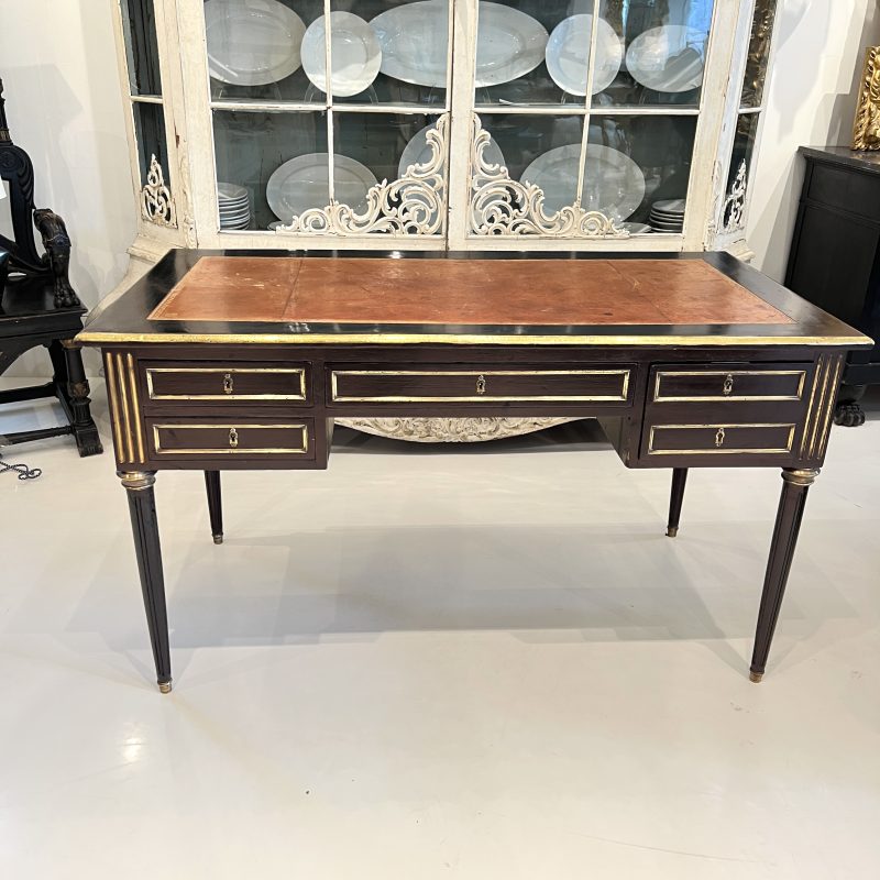 19th Century French Louis XVI Ebonized Antique Desk or Bureauplat - Image 10