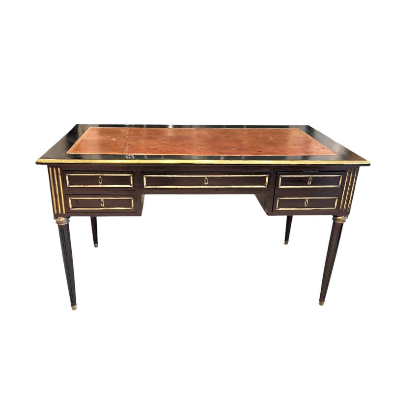 19th Century French Louis XVI Ebonized Antique Desk or Bureauplat - Image 5
