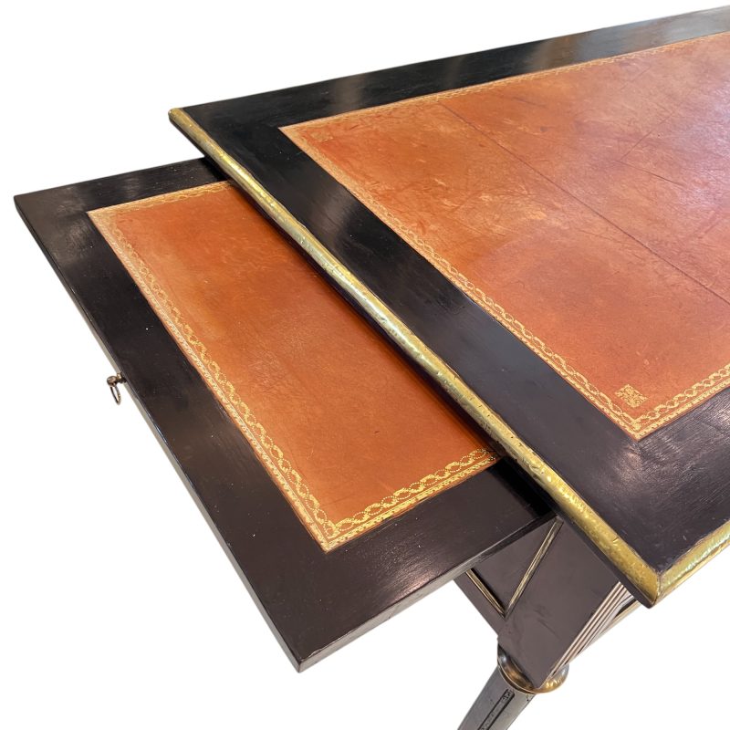 19th Century French Louis XVI Ebonized Antique Desk or Bureauplat - Image 7