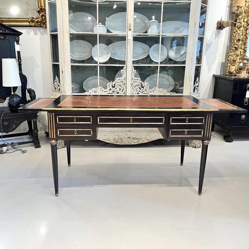 19th Century French Louis XVI Ebonized Antique Desk or Bureauplat - Image 14