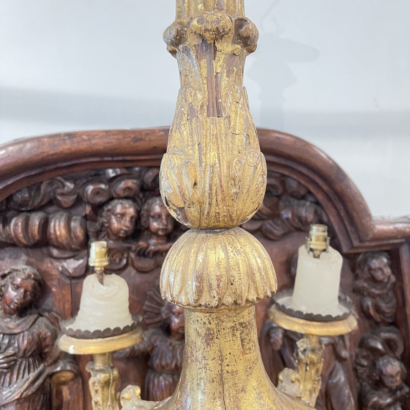 19th Century French Louis XIV Style Antique Wood Chandelier - Image 8