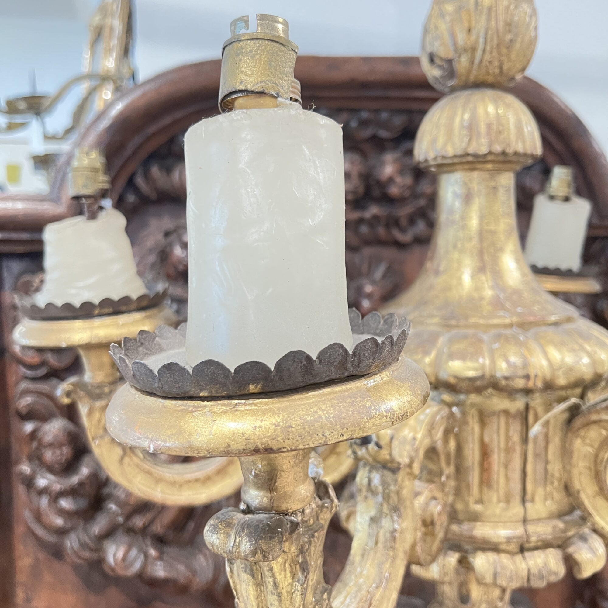 19th Century French Louis XIV Style Antique Wood Chandelier - Image 10