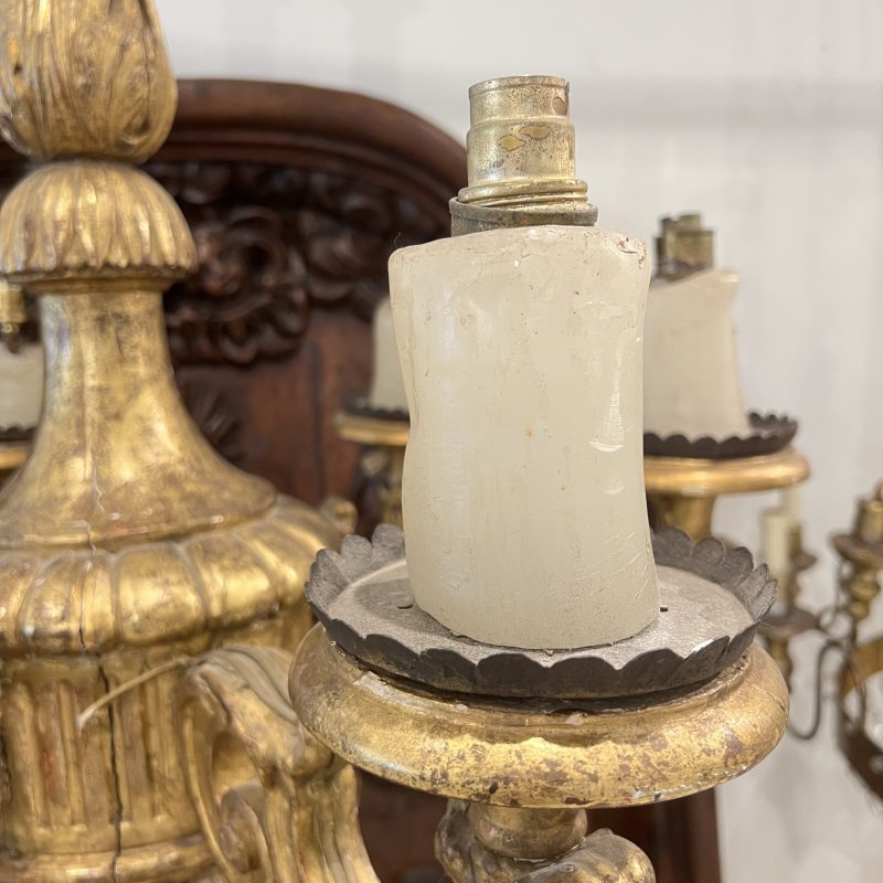 19th Century French Louis XIV Style Antique Wood Chandelier - Image 4