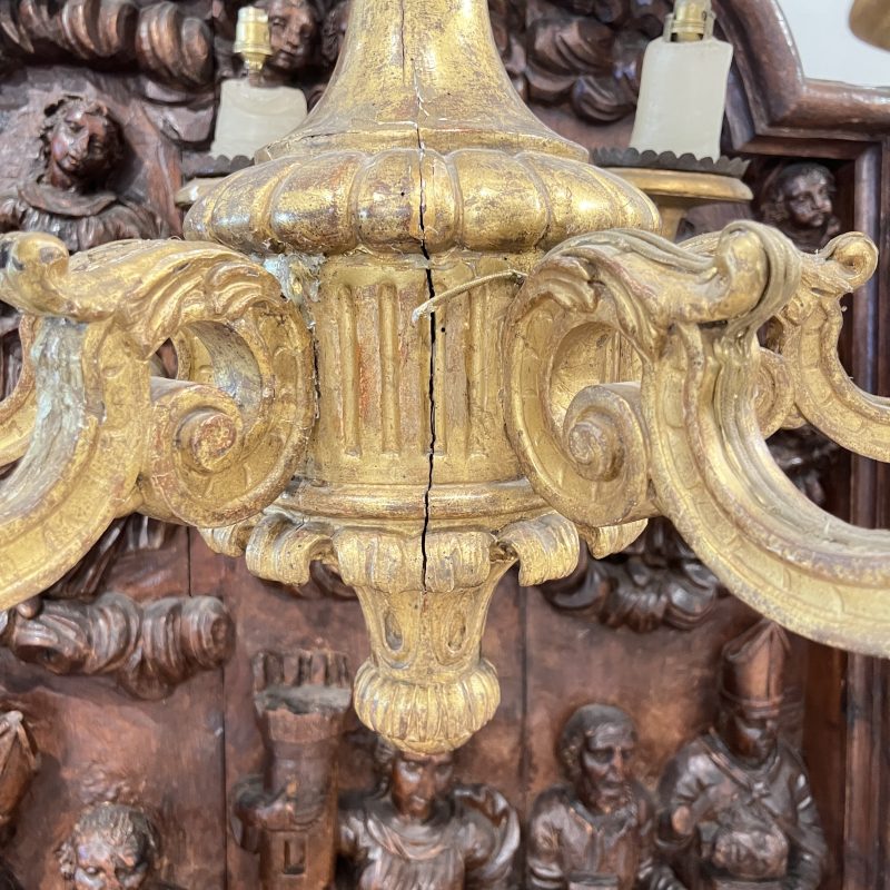 19th Century French Louis XIV Style Antique Wood Chandelier - Image 3