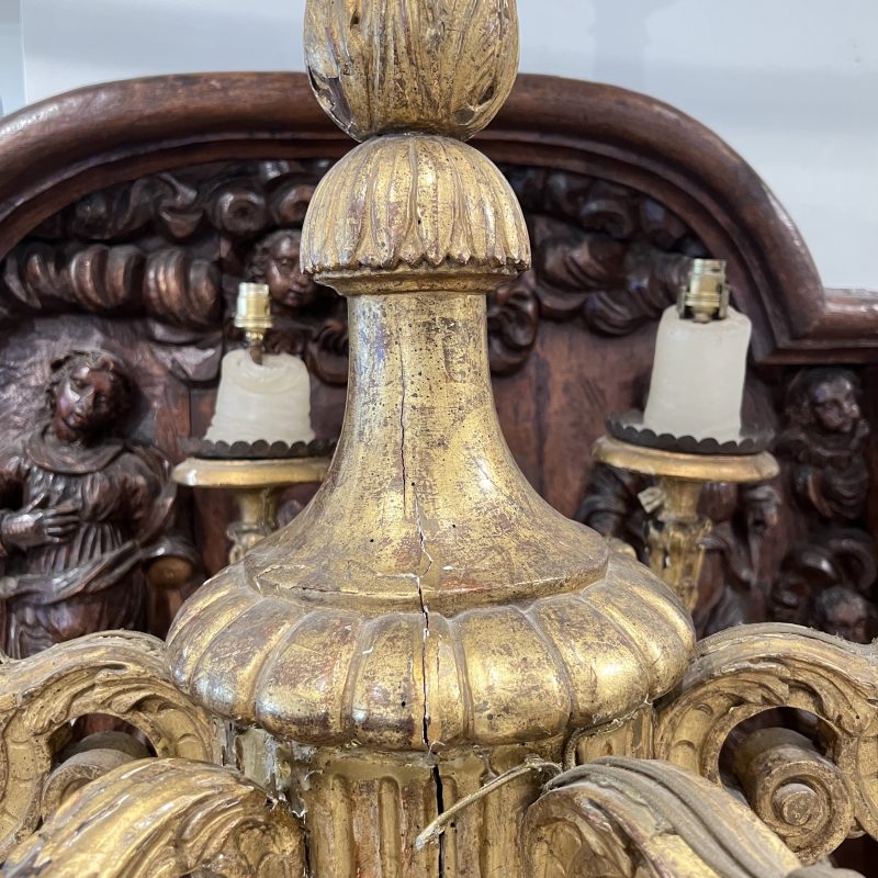 19th Century French Louis XIV Style Antique Wood Chandelier - Image 2