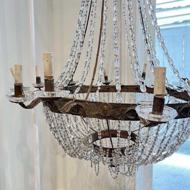 19th Century Italian Empire Crystal Antique Chandelier from Bologna - Image 6