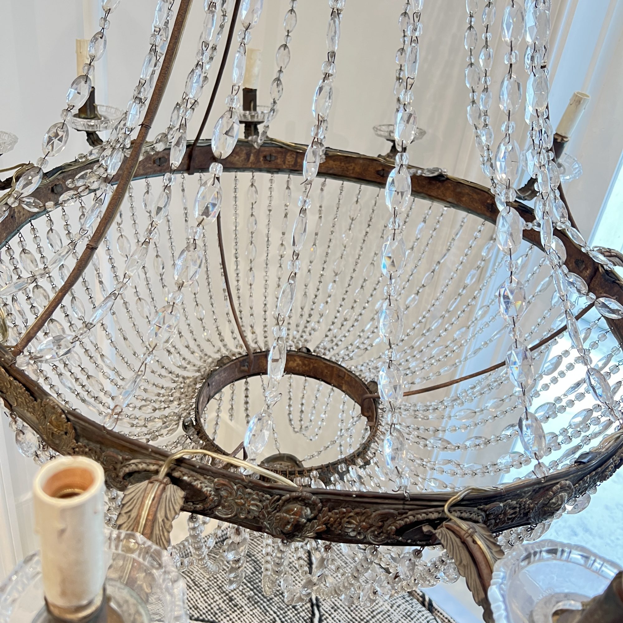 19th Century Italian Empire Crystal Antique Chandelier from Bologna - Image 7
