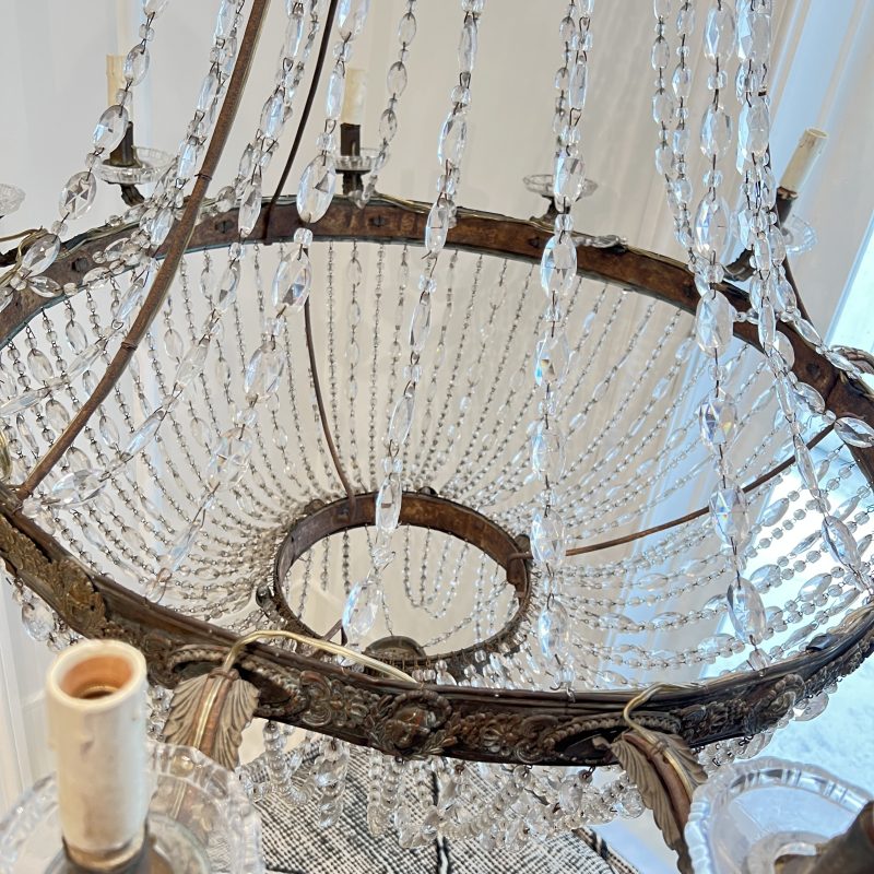 19th Century Italian Empire Crystal Antique Chandelier from Bologna - Image 7