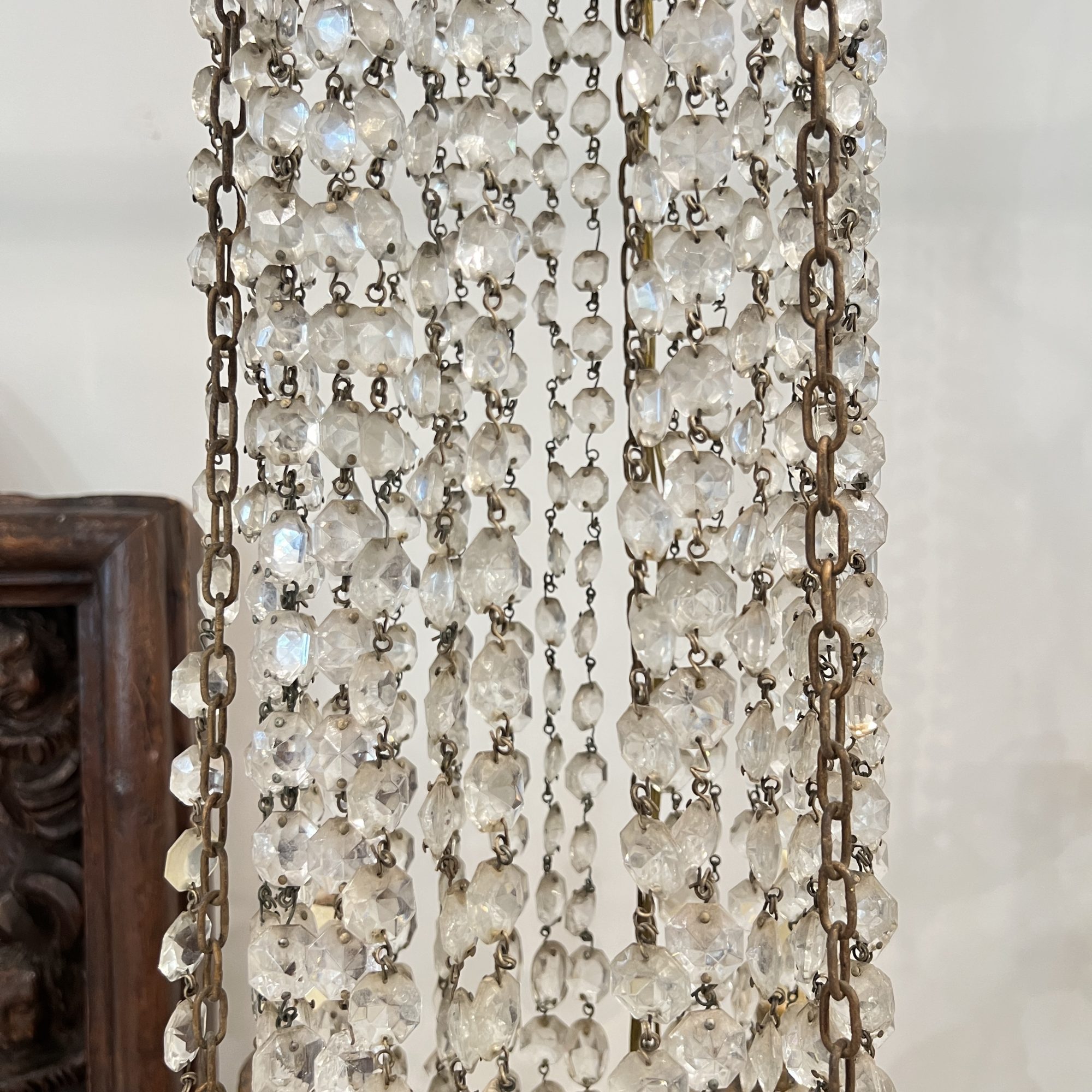19th Century Italian Large Empire Crystal & Gilded Iron Antique Chandelier - Image 3