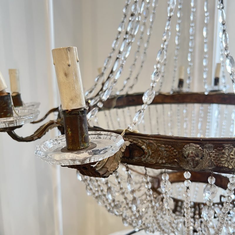 19th Century Italian Empire Crystal Antique Chandelier from Bologna - Image 8