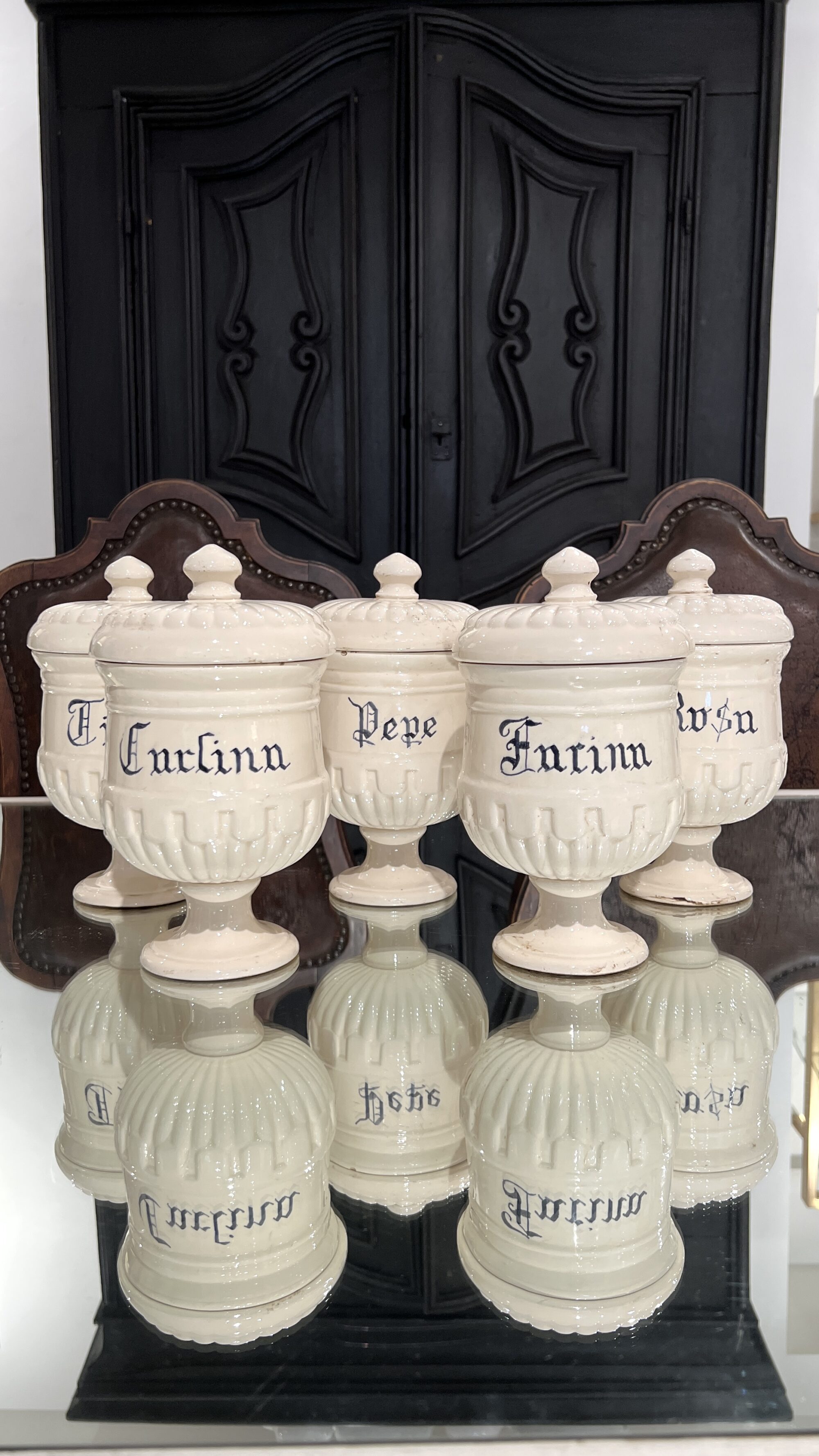 Antique Italian Set of 10 Jars w/Lids - Image 12
