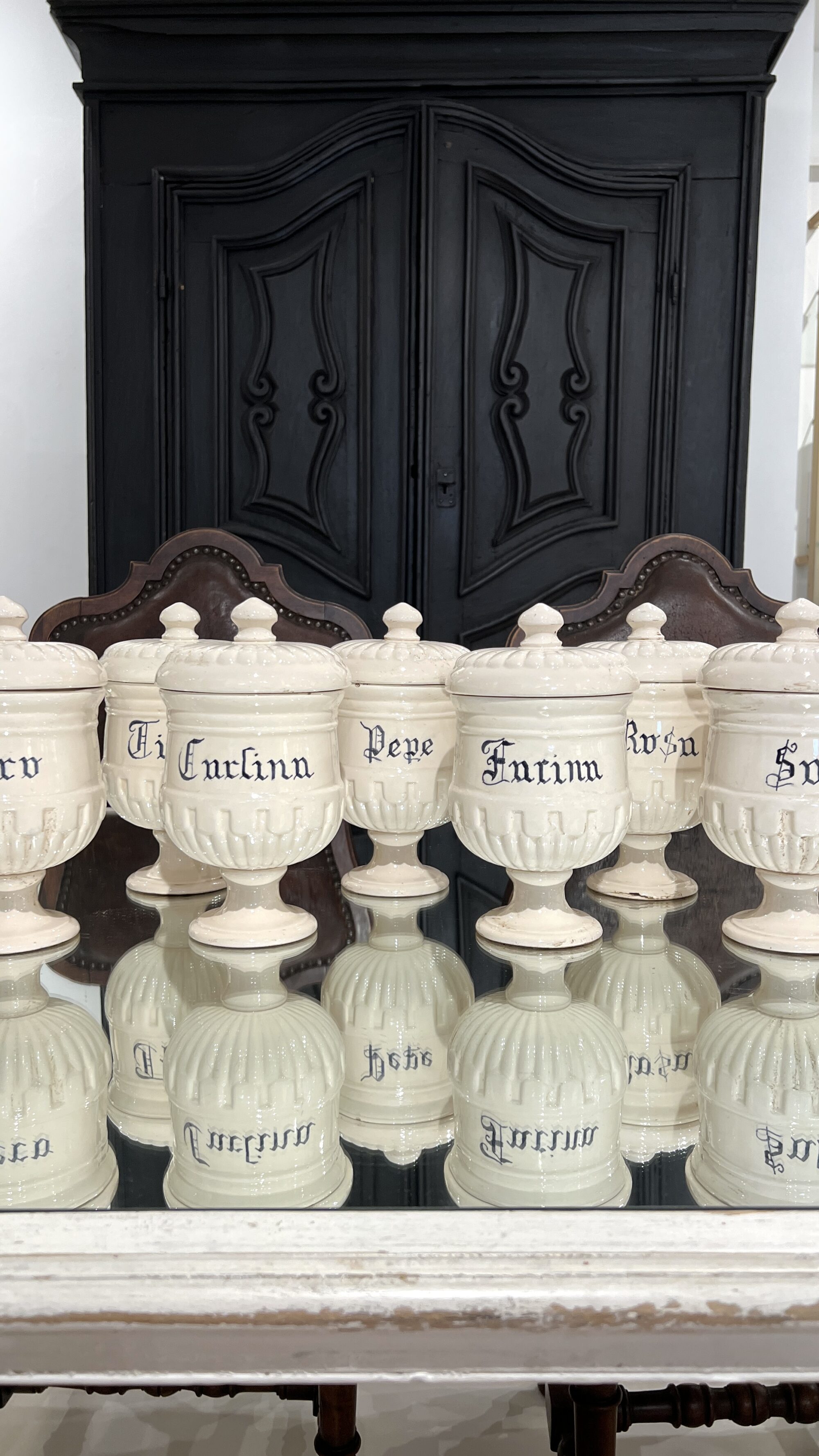 Antique Italian Set of 10 Jars w/Lids - Image 13