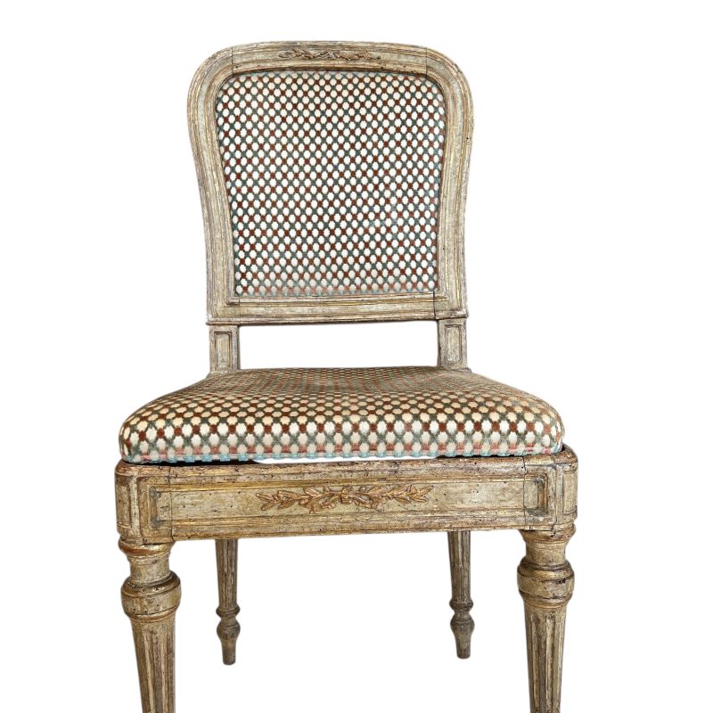 18th Century/19th Century Italian Louis XVI Set of 10 Antique Painted and Gilded Chairs - Image 6