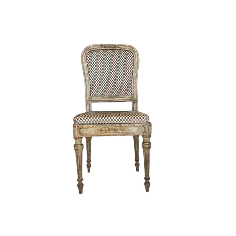 18th Century/19th Century Italian Louis XVI Set of 10 Antique Painted and Gilded Chairs - Image 2