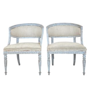 19th Century Swedish Gustavian Pair of Antique Barrel Back Chairs