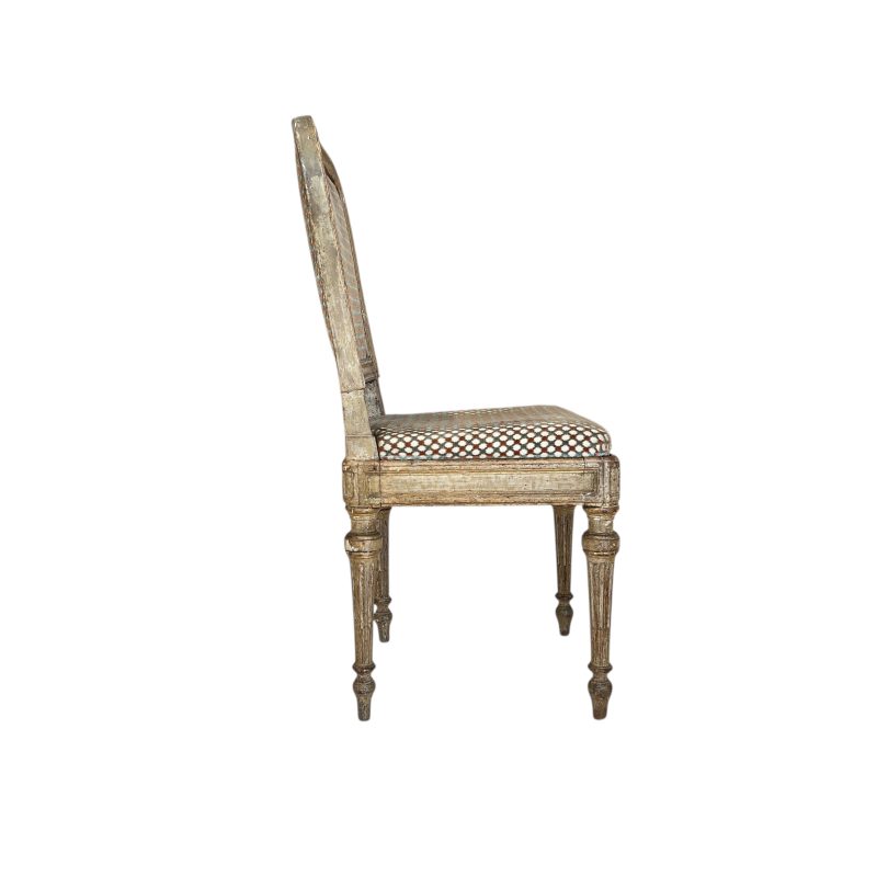 18th Century/19th Century Italian Louis XVI Set of 10 Antique Painted and Gilded Chairs - Image 5