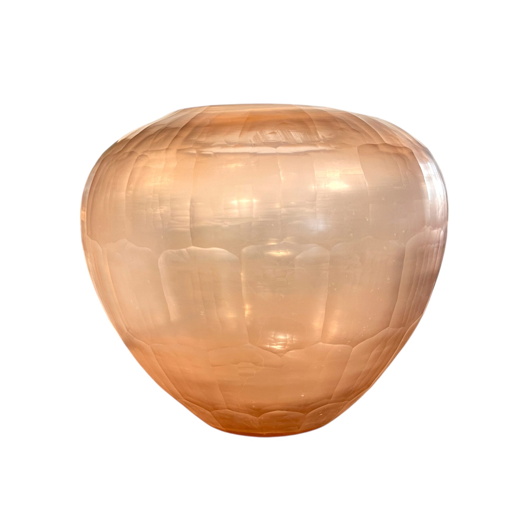 Hand Cut Rose Frosted Glass Vessel